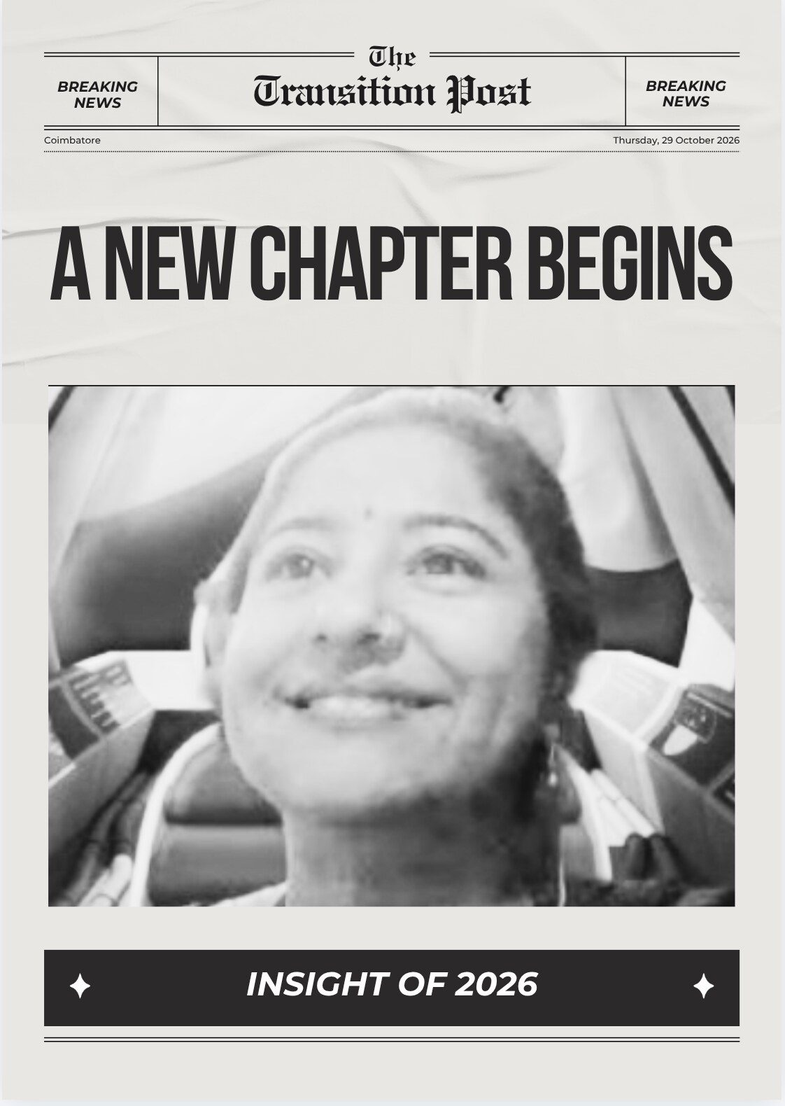 The Transition Post front page: 'A New Chapter Begins'